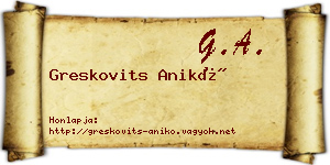 Greskovits Anikó névjegykártya